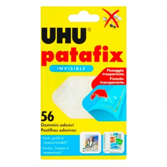 UHU Patafix Gomma Adesiva Trasparente Removibile - Confezione da 56 Gommini