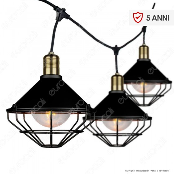 V-Tac VT-717S Catenaria 3 metri IP65 Colore Nero per 6 Lampadine LED V-Tac VT-717S Catenaria 3 metri IP65 Colore Nero per 6 Lampadine LED