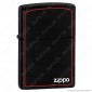 Accendino Zippo Mod. 218-ZB Nero Matte Bordo Rosso - Ricaricabile Antivento