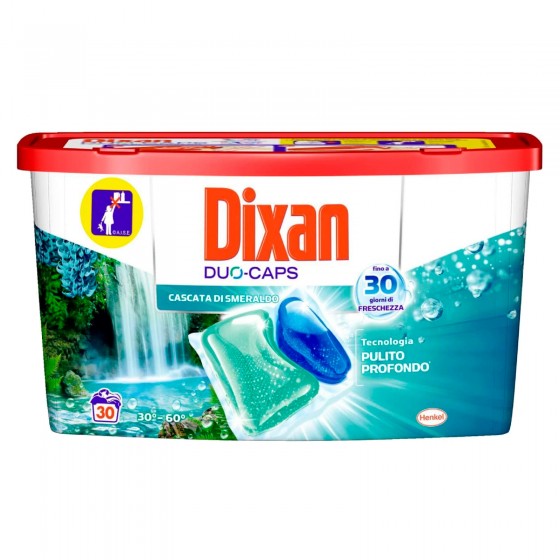 Dixan Duo Caps Cascata di Smeraldo Detersivo in Capsule per Lavatrice Dixan Duo Caps Cascata di Smeraldo Detersivo in Capsule per Lavatrice