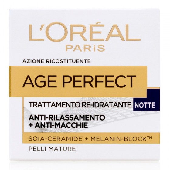 L'Oréal Paris Age Perfect Crema Viso Re-Idratante Notte con Melanin-Block