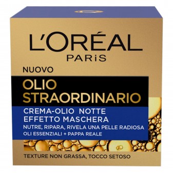 L'Oréal Paris Olio Straordinario Crema-Olio Viso Effetto Maschera Notte con Oli Essenziali