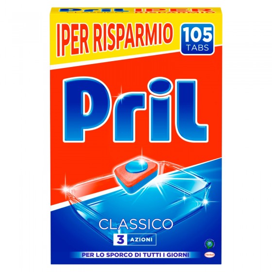 Pril Classico Tabs per Lavastoviglie - Confezione da 105 Pastiglie Pril Classico Tabs per Lavastoviglie - Confezione da 105 Pastiglie