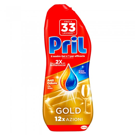 Pril Gold Anti Odore Gel per Lavastoviglie con 12 Azioni - Flacone da Pril Gold Anti Odore Gel per Lavastoviglie con 12 Azioni - Flacone da