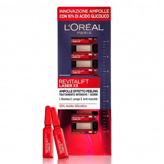 L'Oréal Paris Revitalift Laser X3 Ampolle Effetto Peeling Viso Trattamento Intensivo con Acido Glicolico