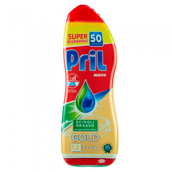 Pril Gold Gel Sciogli Grasso per Lavastoviglie con 12 Azioni - Flacone da 900ml Pril Gold Gel Sciogli Grasso per Lavastoviglie con 12 Azioni - Flacone da 900ml
