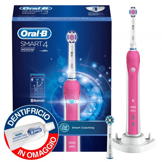 Oral B Smart 4 4000W Spazzolino Elettrico Ricaricabile Braun Bluetooth Timer Oral B Smart 4 4000W Spazzolino Elettrico Ricaricabile Braun Bluetooth Timer