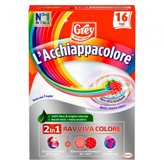 Grey L'Acchiappacolore Ravviva Colore per Lavatrice - Confezione da Grey L'Acchiappacolore Ravviva Colore per Lavatrice - Confezione da