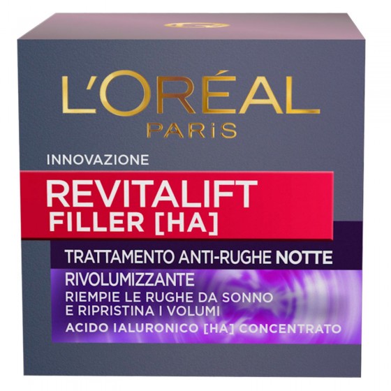 L'Oréal Paris Revitalift Filler [HA] Trattamento Viso Notte Antirughe Rivolumizzante con Acido Ialuronico