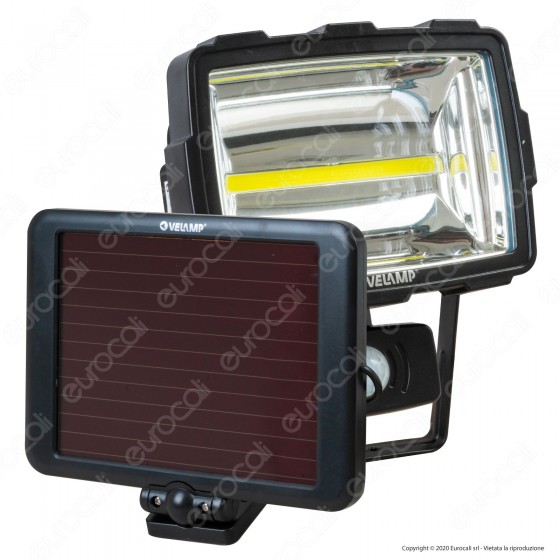 Velamp INCA Faretto LED COB 10W a Batteria con Pannello Solare e Velamp INCA Faretto LED COB 10W a Batteria con Pannello Solare e