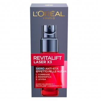 L'Oréal Paris Revitalift Laser X3 Siero Viso Anti-Età con Acido Ialuronico e Pro-Xylane