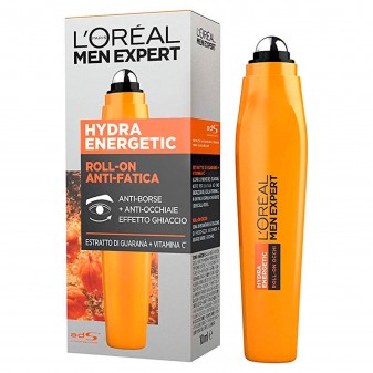 L'Oréal Paris Men Expert Hydra Energetic Roll-On Contorno Occhi Anti-Fatica 24h con Vitamina C e Caffeina