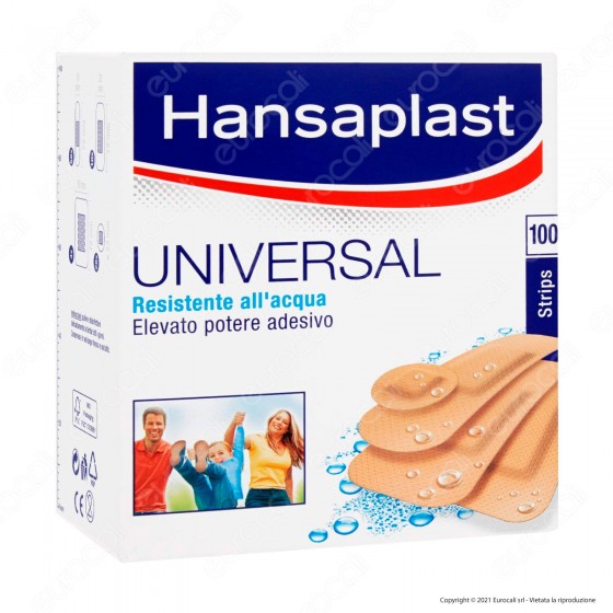 Hansaplast Universal Confezione da 100 Cerotti di Dimensioni Assortite Resistenti all'Acqua