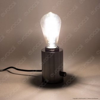 Bot Lighting Shot Lampada da Tavolo con Portalampada per Lampadine LED E27 Dimmerabile Colore Nero Perla - mod. GILDAP
