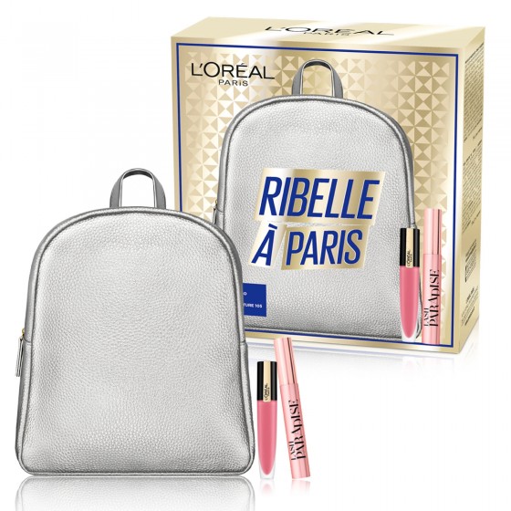L'Oréal Paris Ribelle à Paris Zainetto con Mascara Lash Paradise e Tinta Labbra Rouge Signature Colore 105 I Rule Un-Nude