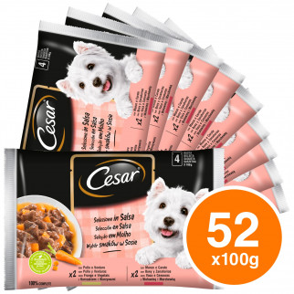 13 Confezioni di Cesar Selezione in Salsa Cibo per Cani con Pollo e