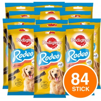 84 Pedigree Rodeo Snack Masticabile per Cani al Gusto Manzo - 12 Confezioni da 7 Stick