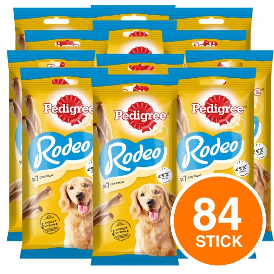 84 Pedigree Rodeo Snack Masticabile per Cani al Gusto Pollo - 12 84 Pedigree Rodeo Snack Masticabile per Cani al Gusto Pollo - 12