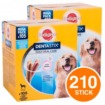 210 Pedigree Dentastix Large per l'igiene orale del cane - 2 Confezion da 105 Stick