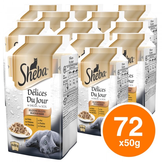 12 Confezioni di Sheba Delices Du Jour Selezione Delicata Cibo per 12 Confezioni di Sheba Delices Du Jour Selezione Delicata Cibo per