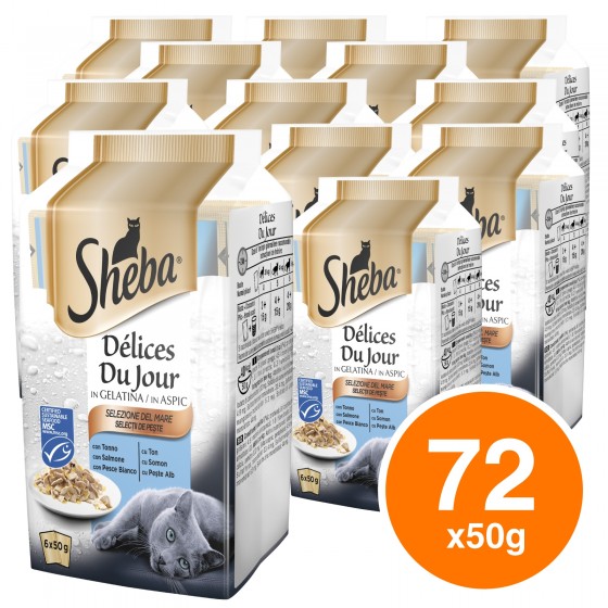 12 Confezioni di Sheba Delices Du Jour Selezione Raffinata Cibo per 12 Confezioni di Sheba Delices Du Jour Selezione Raffinata Cibo per