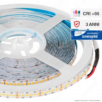 V-Tac VT-2835 Striscia LED Monocolore 240 LED/metro 24V CRI≥95 Chip Samsung - Bobina da 10 metri -
