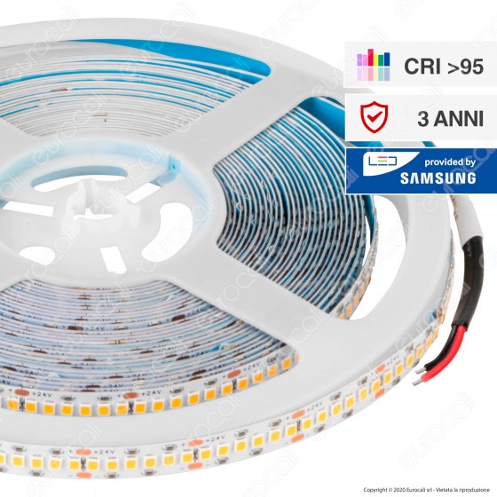 V-Tac VT-2835 Striscia LED Monocolore 240 LED/metro 24V CRI≥95 Chip Samsung - Bobina da 10 metri - V-Tac VT-2835 Striscia LED Monocolore 240 LED/metro 24V CRI≥95 Chip Samsung - Bobina da 10 metri -
