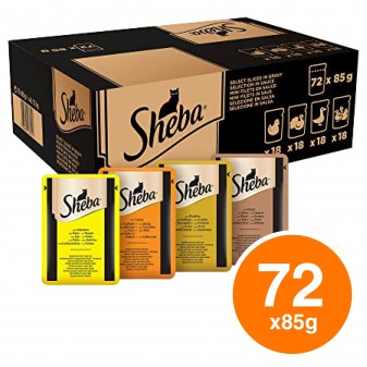 72 Bustine Sheba Selezione in Gelatina Cibo per Gatti con Pollo