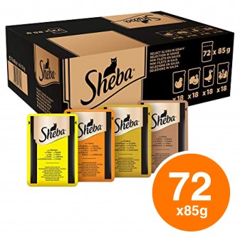 72 Bustine Sheba Selezione in Salsa Cibo per Gatti con Pollo
