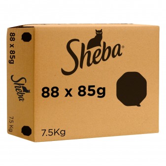88 Vaschette Sheba Selezione 4 Gusti Cibo per Gatti con Pollo