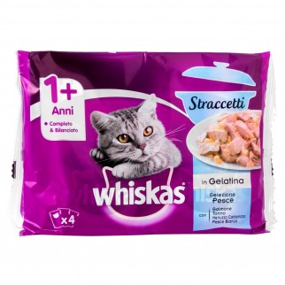 10 Confezioni di Whiskas Cibo per Gatti Straccetti di Salmone, Tonno