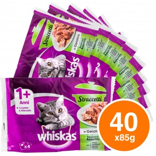 10 Confezioni di Whiskas Cibo per Gatti Straccetti di Pollo, Salmone