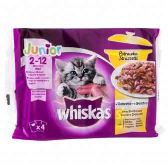10 Confezioni di Whiskas Junior Cibo per Gatti Straccetti di Pollo