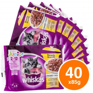 10 Confezioni di Whiskas Junior Cibo per Gatti Straccetti di Pollo