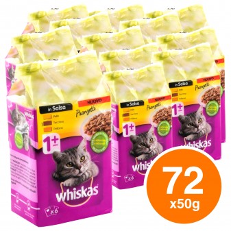 12 Confezioni di Whiskas 1+ Cibo per Gatti Pranzetti in Salsa Carni