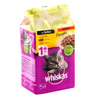 12 Confezioni di Whiskas 1+ Cibo per Gatti Pranzetti in Salsa Carni