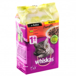 12 Confezioni di Whiskas Cibo per Gatti Pranzetti in Salsa Carni