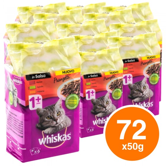 12 Confezioni di Whiskas Cibo per Gatti Pranzetti in Salsa Carni 12 Confezioni di Whiskas Cibo per Gatti Pranzetti in Salsa Carni