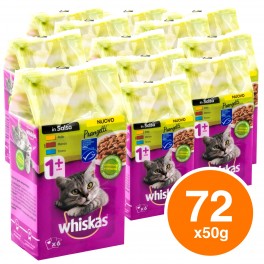 12 Confezioni di Whiskas Cibo per Gatti Pranzetti in Salsa Mari e