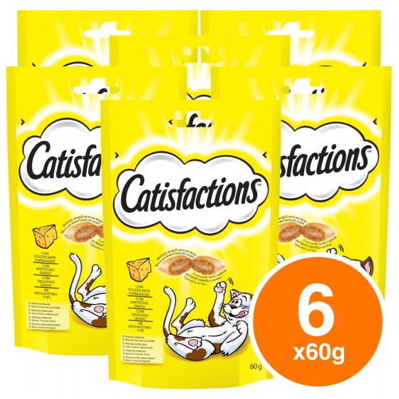 6 Confezioni di Catisfactions Snack al Formaggio per Gatti da 60g 6 Confezioni di Catisfactions Snack al Formaggio per Gatti da 60g