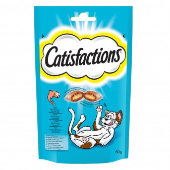 6 Confezioni di Catisfactions Snack al Salmone per Gatti da 60g