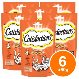 6 Confezioni di Catisfactions Snack al Pollo per Gatti da 60g