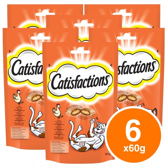 6 Confezioni di Catisfactions Snack al Pollo per Gatti da 60g