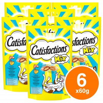 6 Confezioni di Catisfactions Mix Snack al Salmone e Formaggio per