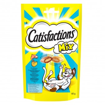 6 Confezioni di Catisfactions Mix Snack al Salmone e Formaggio per Gatti da 60g
