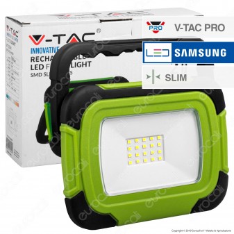 V-Tac PRO VT-10-R Faro LED SMD 10W IP44 Ricaricabile a Batteria con Chip Samsung - SKU 20038 / 503