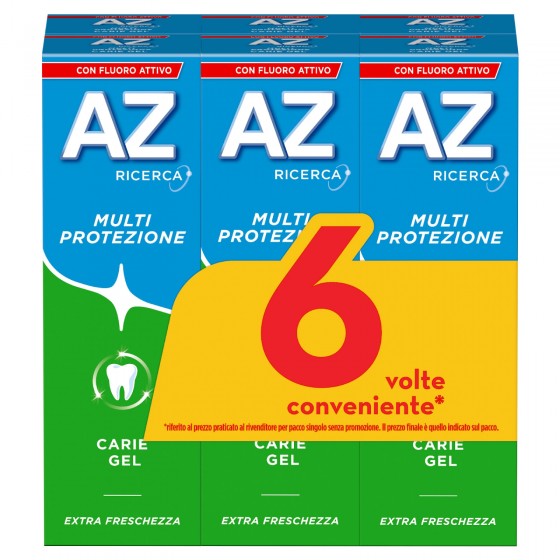 AZ Dentifricio Multi Protezione Carie Gel - 6 Tubetti da 75 ml
