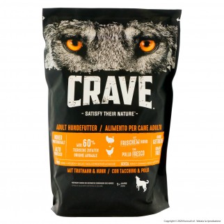 5 Buste Crave Cibo Secco per Cane Adulto con Tacchino e Pollo da 1Kg