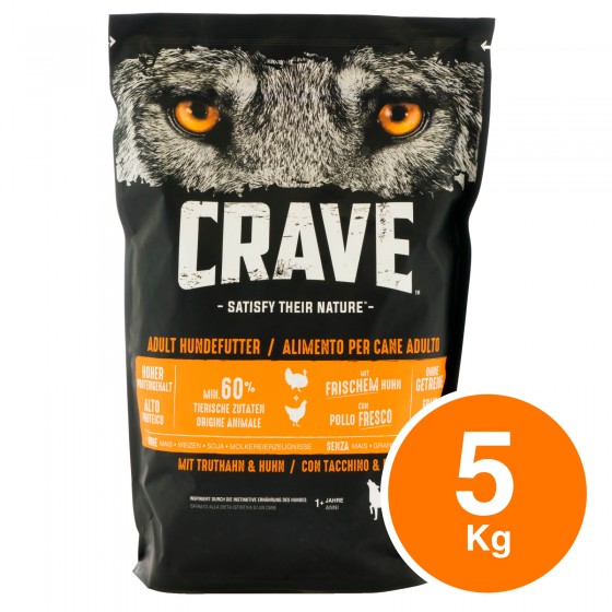 5 Buste Crave Cibo Secco per Cane Adulto con Tacchino e Pollo da 1Kg 5 Buste Crave Cibo Secco per Cane Adulto con Tacchino e Pollo da 1Kg