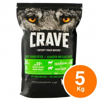 5 Buste di Crave Cibo Secco per Cane Adulto con Agnello e Manzo da 1Kg